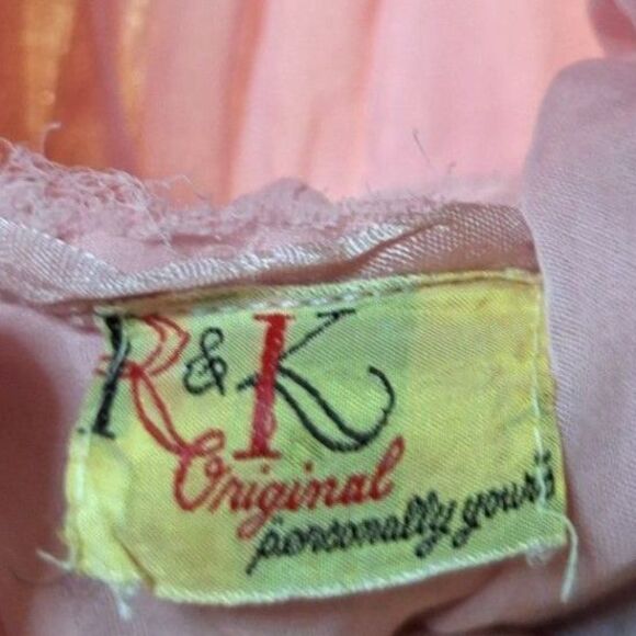 R&K Original 50s Pale Pink Sheer Gauze Cotton Chelsea Collar Pearl Button Smock - Picture 11 of 12